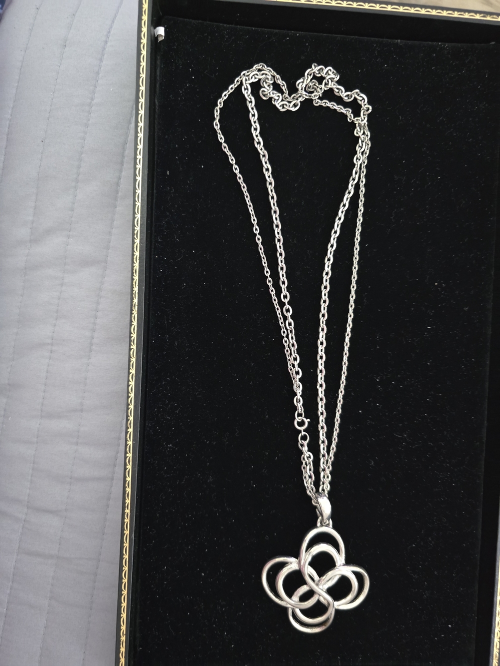 Silver Floral Knot Pendant Necklace - Elegant Women's Jewelry